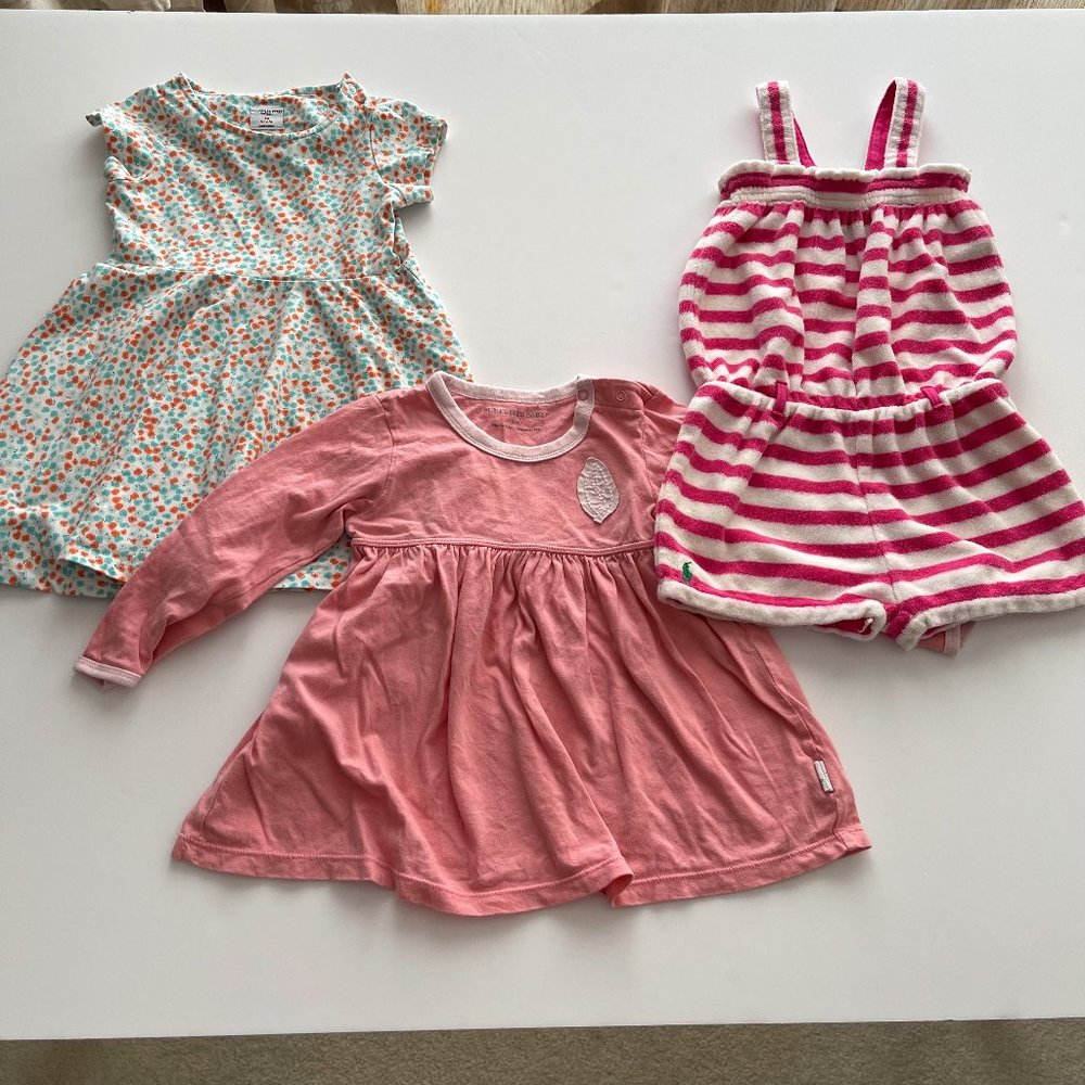 Dresses Toddler girl Ralph Lauren, Polarn O. Pyret, Burt's Bees lot of 3